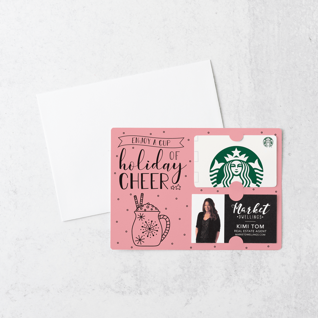 Set of Enjoy a Cup of Holiday Cheer Gift Card & Business Card Holder Mailers | Envelopes Included | M23-M008 Mailer Market Dwellings LIGHT PINK  