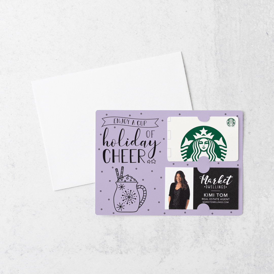Set of Enjoy a Cup of Holiday Cheer Gift Card & Business Card Holder Mailers | Envelopes Included | M23-M008 Mailer Market Dwellings LIGHT PURPLE  