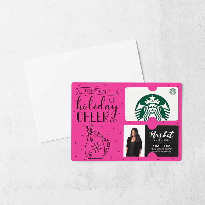 Set of Enjoy a Cup of Holiday Cheer Gift Card & Business Card Holder Mailers | Envelopes Included | M23-M008 Mailer Market Dwellings RAZZLE BERRY  