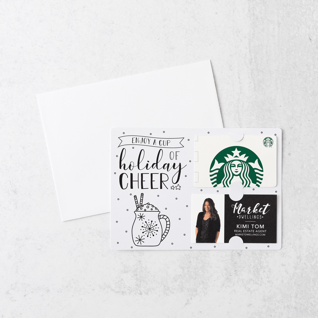 Set of Enjoy a Cup of Holiday Cheer Gift Card & Business Card Holder Mailers | Envelopes Included | M23-M008 Mailer Market Dwellings WHITE  