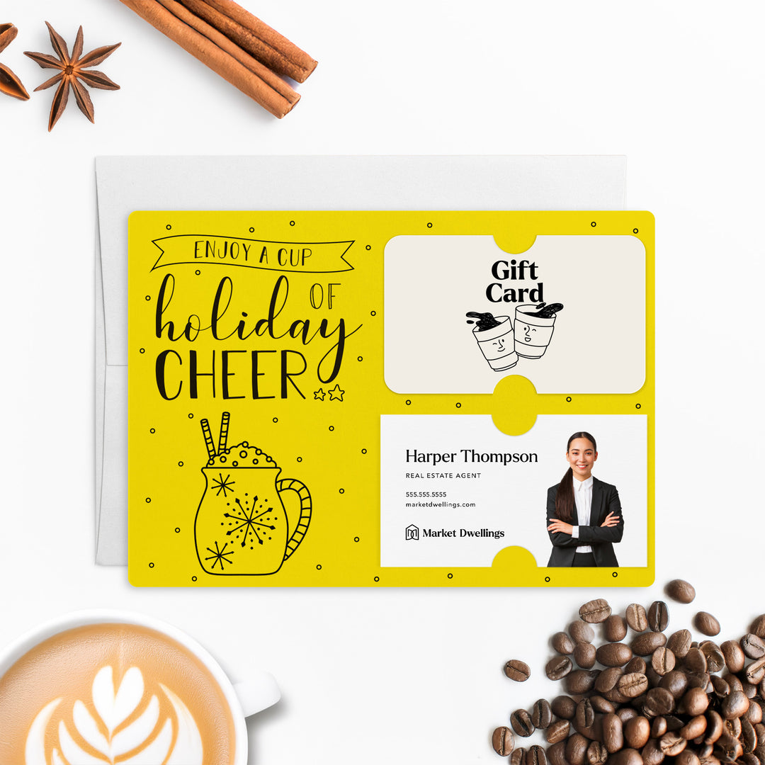 Set of Enjoy a Cup of Holiday Cheer Gift Card & Business Card Holder Mailers | Envelopes Included | M23-M008 Mailer Market Dwellings