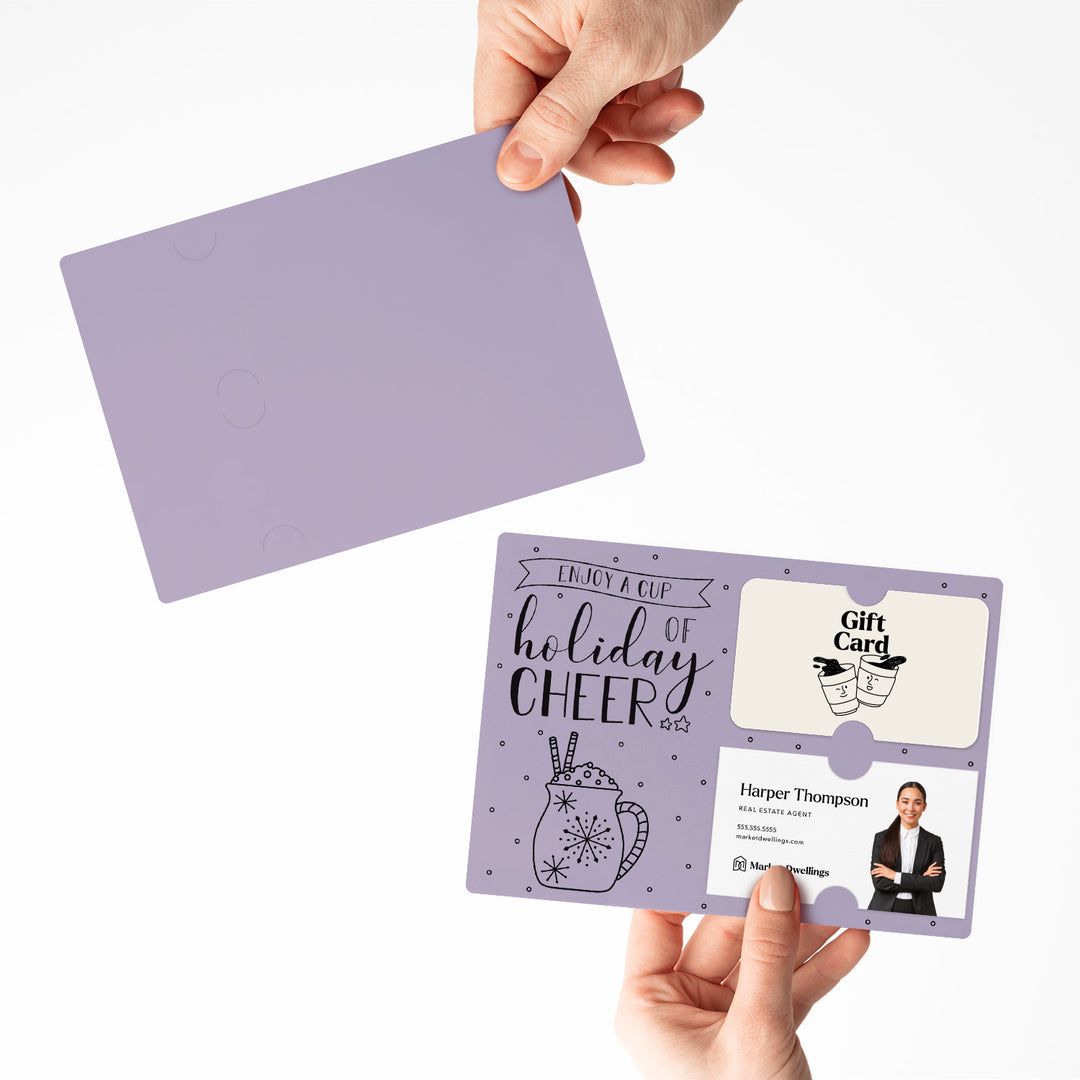 Set of Enjoy a Cup of Holiday Cheer Gift Card & Business Card Holder Mailers | Envelopes Included | M23-M008