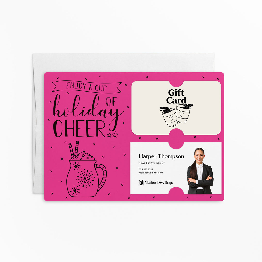 Set of Enjoy a Cup of Holiday Cheer Gift Card & Business Card Holder Mailers | Envelopes Included | M23-M008