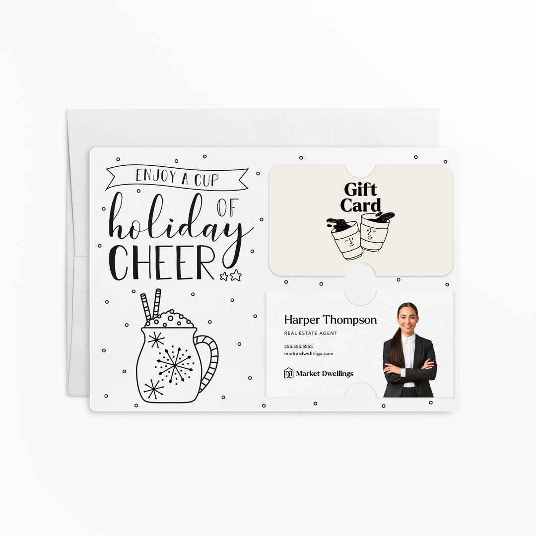 Set of Enjoy a Cup of Holiday Cheer Gift Card & Business Card Holder Mailers | Envelopes Included | M23-M008