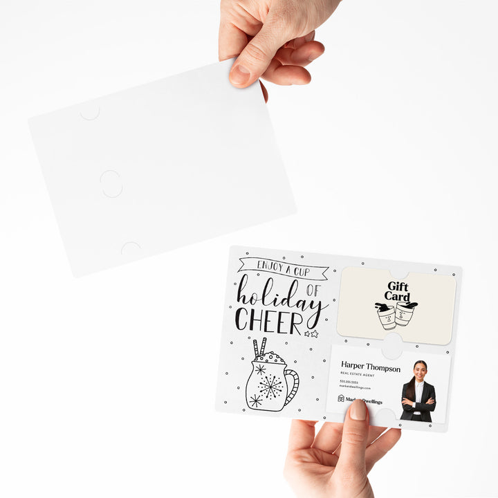 Set of Enjoy a Cup of Holiday Cheer Gift Card & Business Card Holder Mailers | Envelopes Included | M23-M008