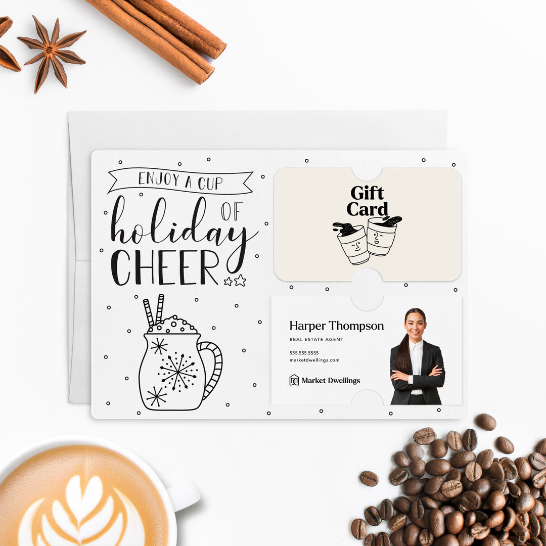 Set of Enjoy a Cup of Holiday Cheer Gift Card & Business Card Holder Mailers | Envelopes Included | M23-M008