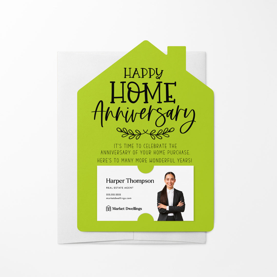 Set of Happy Home Anniversary Mailers | Envelopes Included | M24-M001 Mailer Market Dwellings GREEN APPLE