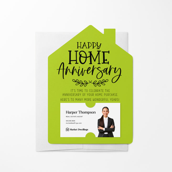 Set of Happy Home Anniversary Mailers | Envelopes Included | M24-M001 Mailer Market Dwellings GREEN APPLE