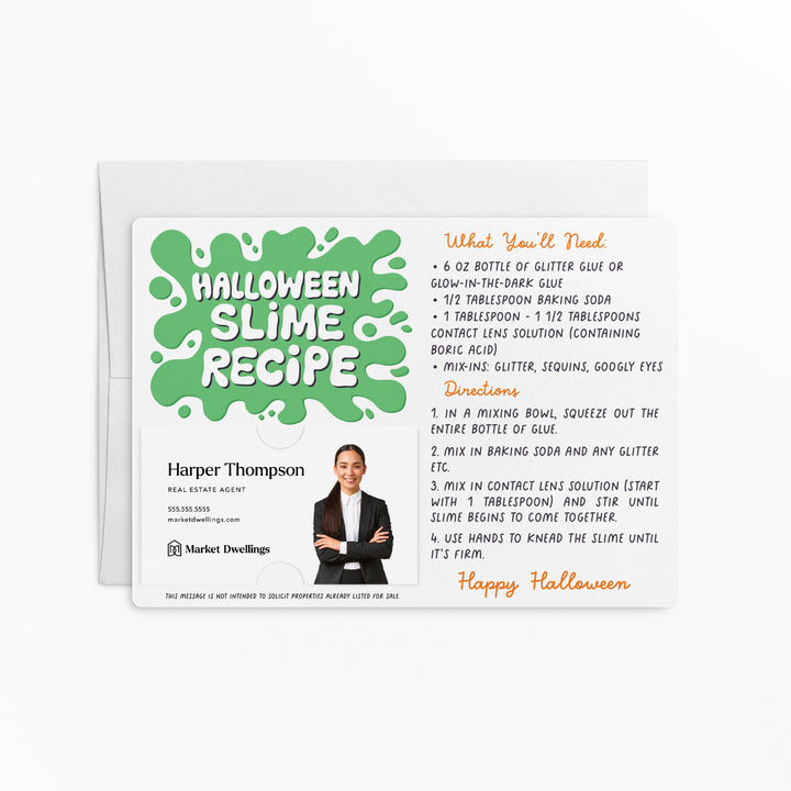 Halloween Slime Recipe Cards | Halloween Real Estate Agent | Envelopes Included | M24-M004 Mailer Market Dwellings