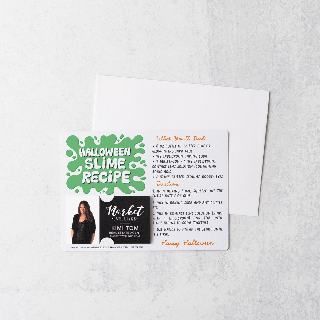Halloween Slime Recipe Cards | Halloween Real Estate Agent | Envelopes Included | M24-M004