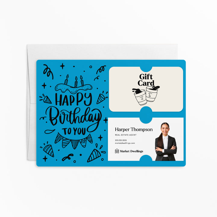 Set of "Happy Birthday" Gift Card & Business Card Holder | Envelopes Included | M24-M008 Mailer Market Dwellings ARCTIC