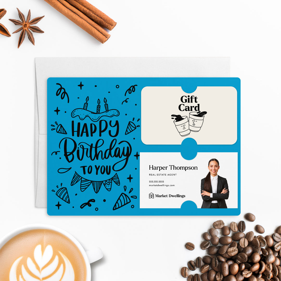 Set of "Happy Birthday" Gift Card & Business Card Holder | Envelopes Included | M24-M008 Mailer Market Dwellings