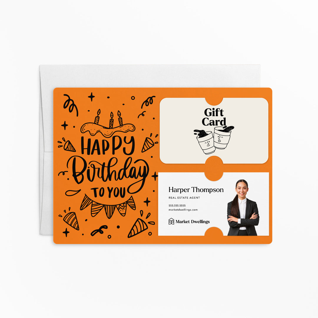 Set of "Happy Birthday" Gift Card & Business Card Holder | Envelopes Included | M24-M008 Mailer Market Dwellings CARROT