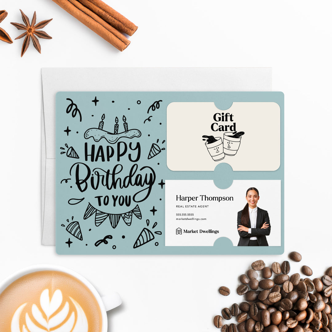 Set of "Happy Birthday" Gift Card & Business Card Holder | Envelopes Included | M24-M008 Mailer Market Dwellings