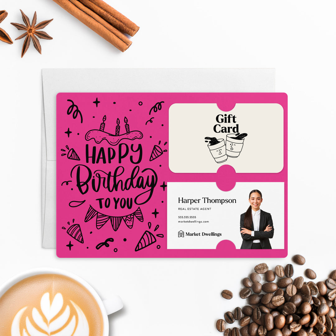 Set of "Happy Birthday" Gift Card & Business Card Holder | Envelopes Included | M24-M008