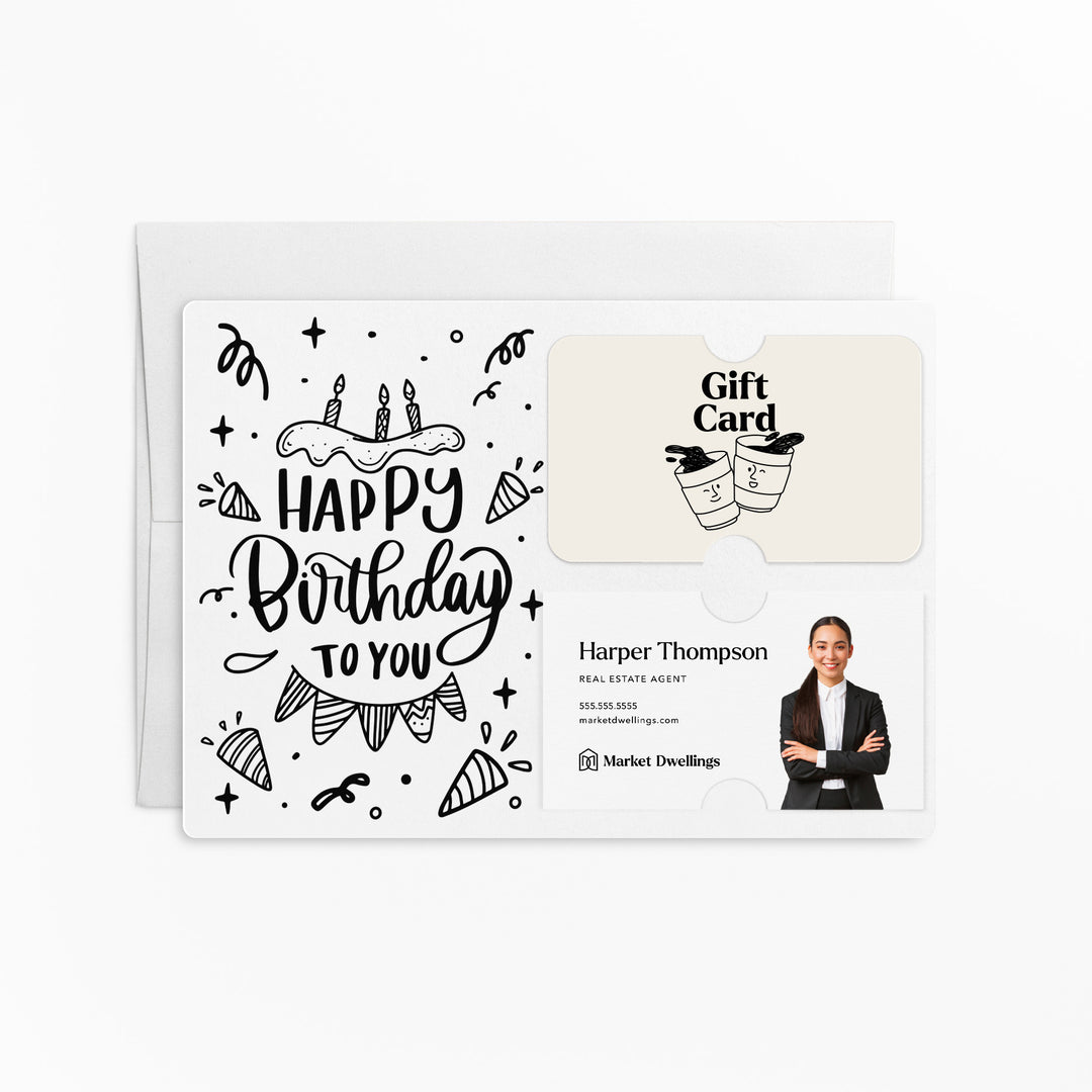 Set of "Happy Birthday" Gift Card & Business Card Holder | Envelopes Included | M24-M008