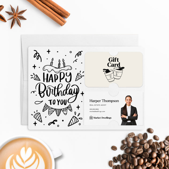 Set of "Happy Birthday" Gift Card & Business Card Holder | Envelopes Included | M24-M008