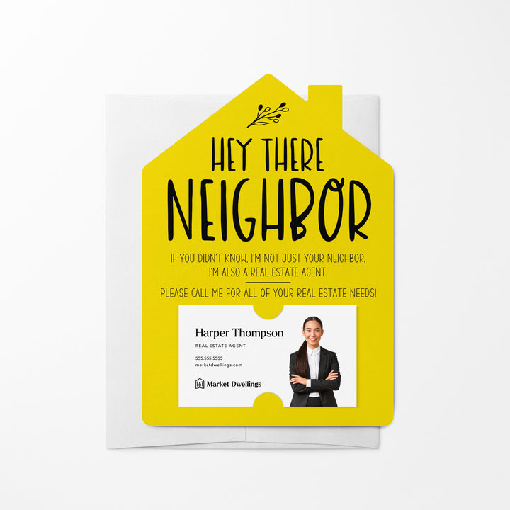 Set of Hey There Neighbor Real Estate Mailers | Envelopes Included | M25-M001 Mailer Market Dwellings LEMON