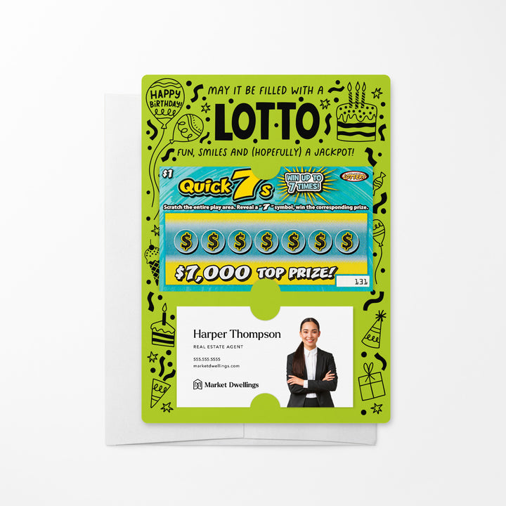 Set of Happy Birthday Scratch-off Lotto Mailers | Envelopes Included Mailer Market Dwellings GREEN APPLE