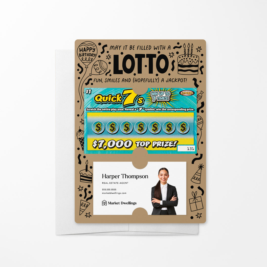 Set of Happy Birthday Scratch-off Lotto Mailers | Envelopes Included Mailer Market Dwellings KRAFT