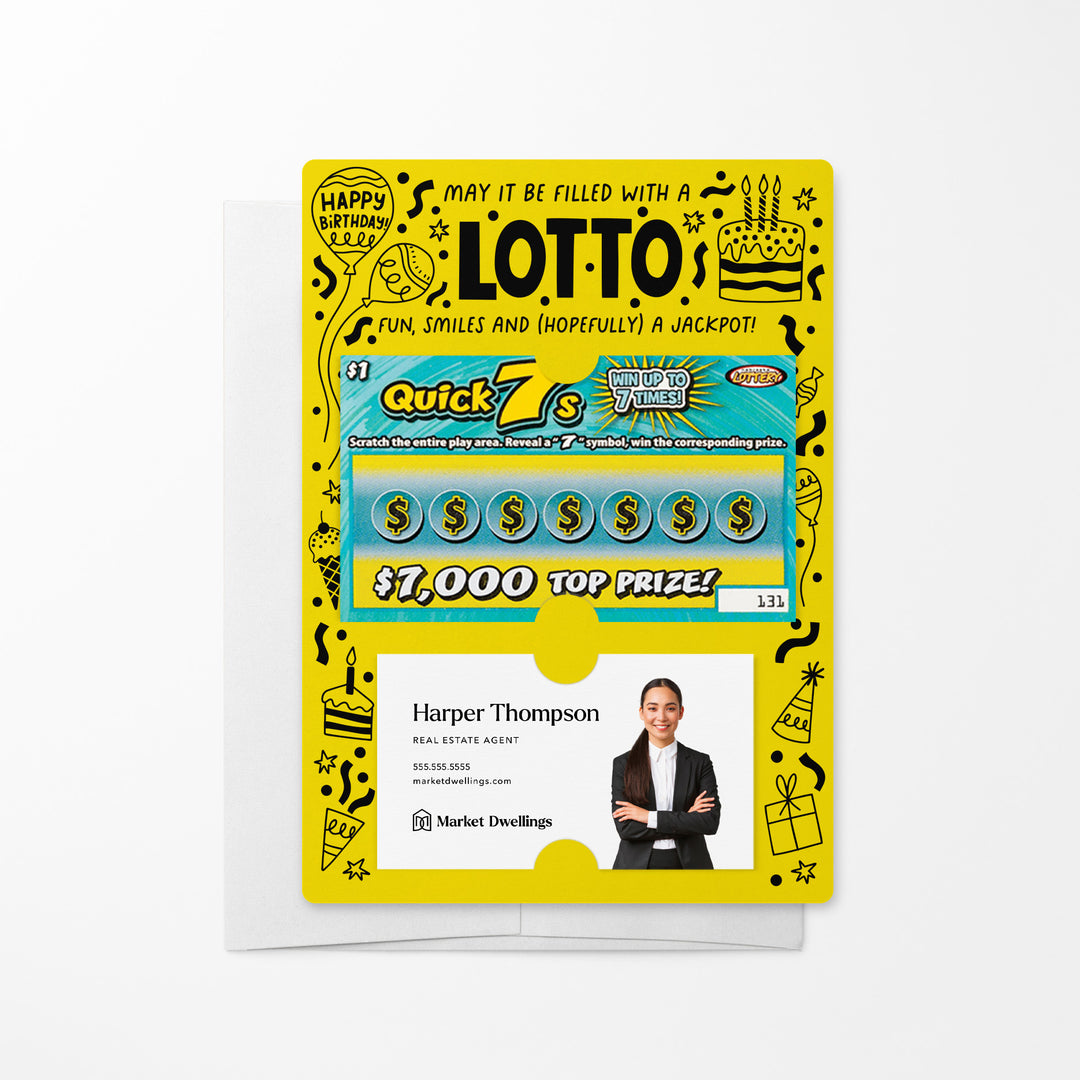 Set of Happy Birthday Scratch-off Lotto Mailers | Envelopes Included Mailer Market Dwellings LEMON