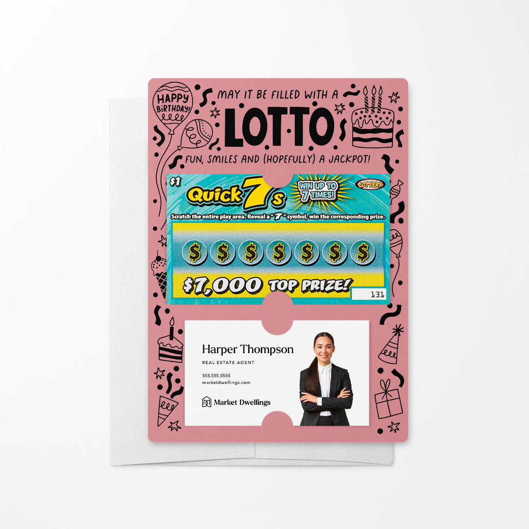 Set of Happy Birthday Scratch-off Lotto Mailers | Envelopes Included Mailer Market Dwellings LIGHT PINK