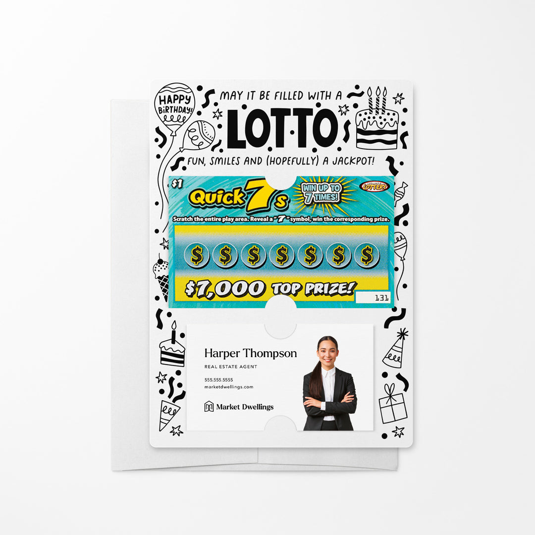 Set of Happy Birthday Scratch-off Lotto Mailers | Envelopes Included Mailer Market Dwellings WHITE