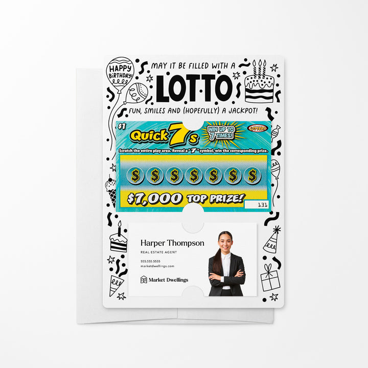 Set of Happy Birthday Scratch-off Lotto Mailers | Envelopes Included Mailer Market Dwellings WHITE