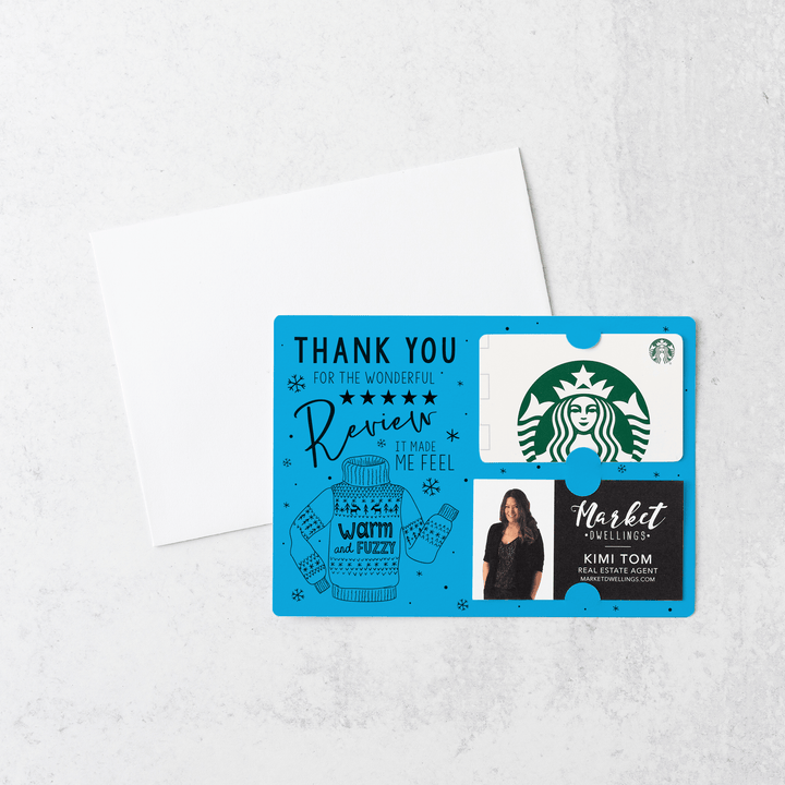 Set of Thank You for the Wonderful Review It Make Me Feel Warm and Fuzzy Gift Card & Business Card Holder Mailer | Envelopes Included | M25-M008 Mailer Market Dwellings ARCTIC  