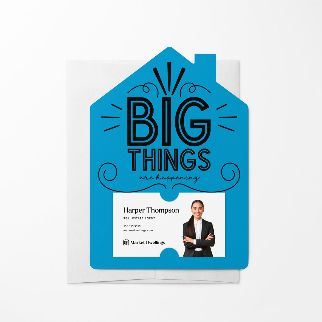 Set of Big Things Are Happening New Real Estate Agent Introduction Mailers | Envelopes Included | M26-M001 Mailer Market Dwellings ARCTIC