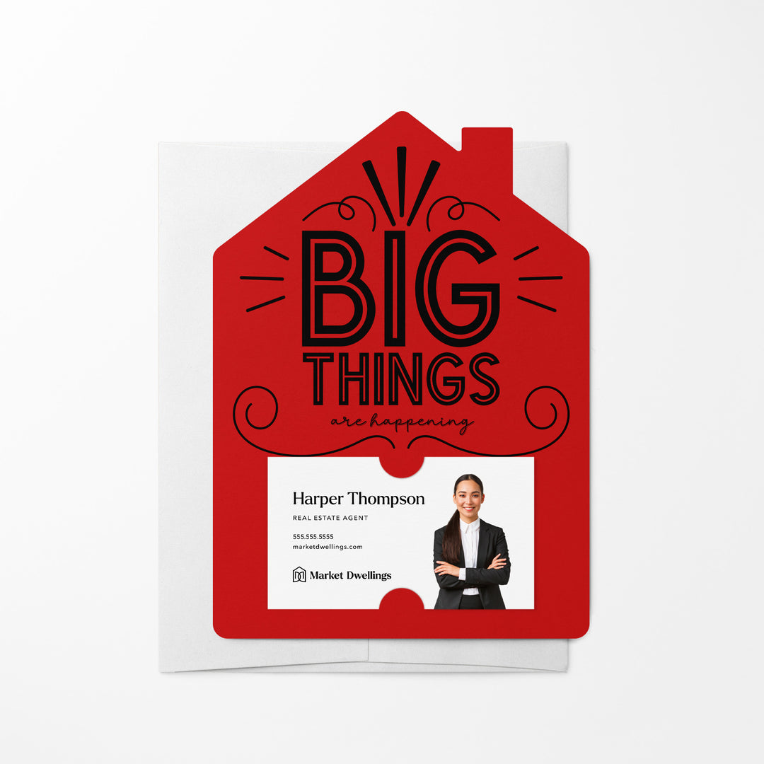 Set of Big Things Are Happening New Real Estate Agent Introduction Mailers | Envelopes Included | M26-M001