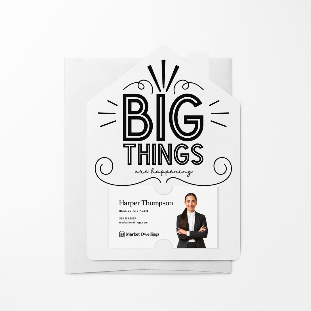 Set of Big Things Are Happening New Real Estate Agent Introduction Mailers | Envelopes Included | M26-M001