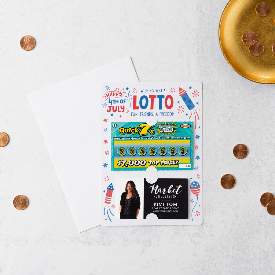 Wishing You A Lotto Fun, Friends, & Freedom 4th Of July Lotto Mailers | Envelopes Included | M26-M002 Mailer Market Dwellings   