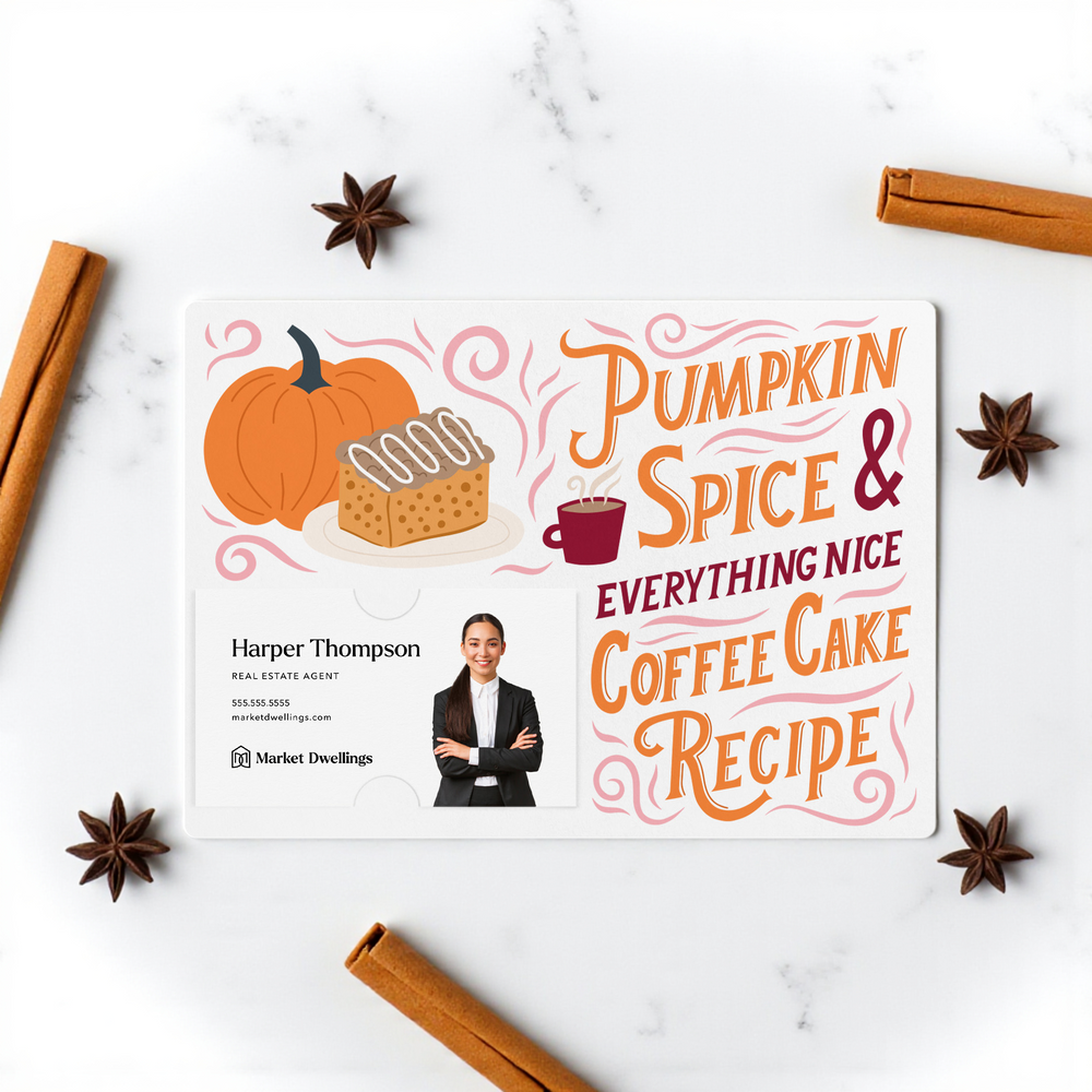 Set of Pumpkin Spice And Everything Nice Coffee Cake Recipe | Fall Mailers | Envelopes Included | M26-M004 Mailer Market Dwellings
