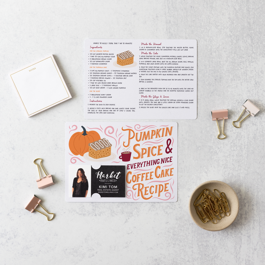 Set of Pumpkin Spice And Everything Nice Coffee Cake Recipe | Fall Mailers | Envelopes Included | M26-M004 Mailer Market Dwellings   