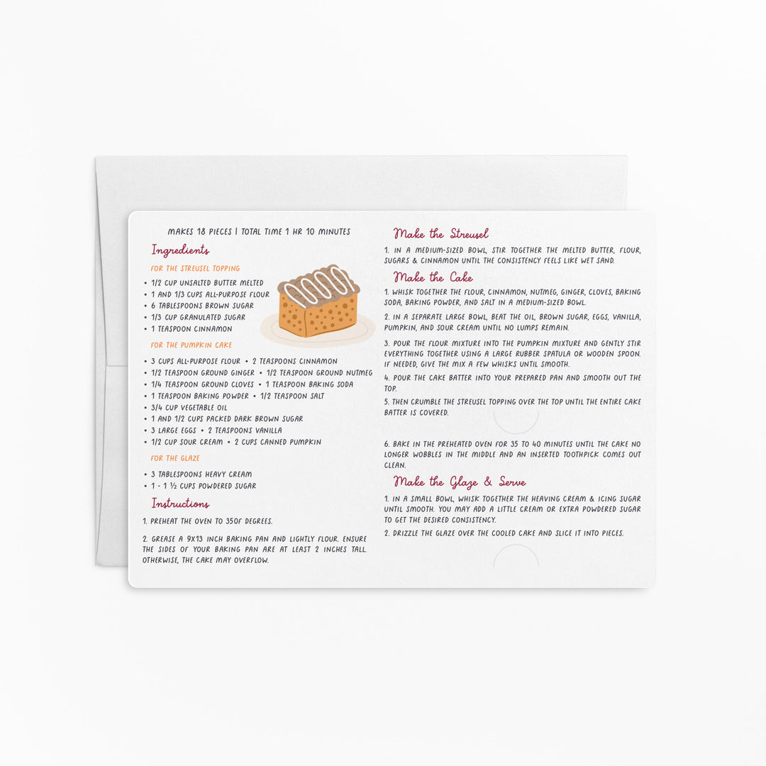 Set of Pumpkin Spice And Everything Nice Coffee Cake Recipe | Fall Mailers | Envelopes Included | M26-M004 Mailer Market Dwellings