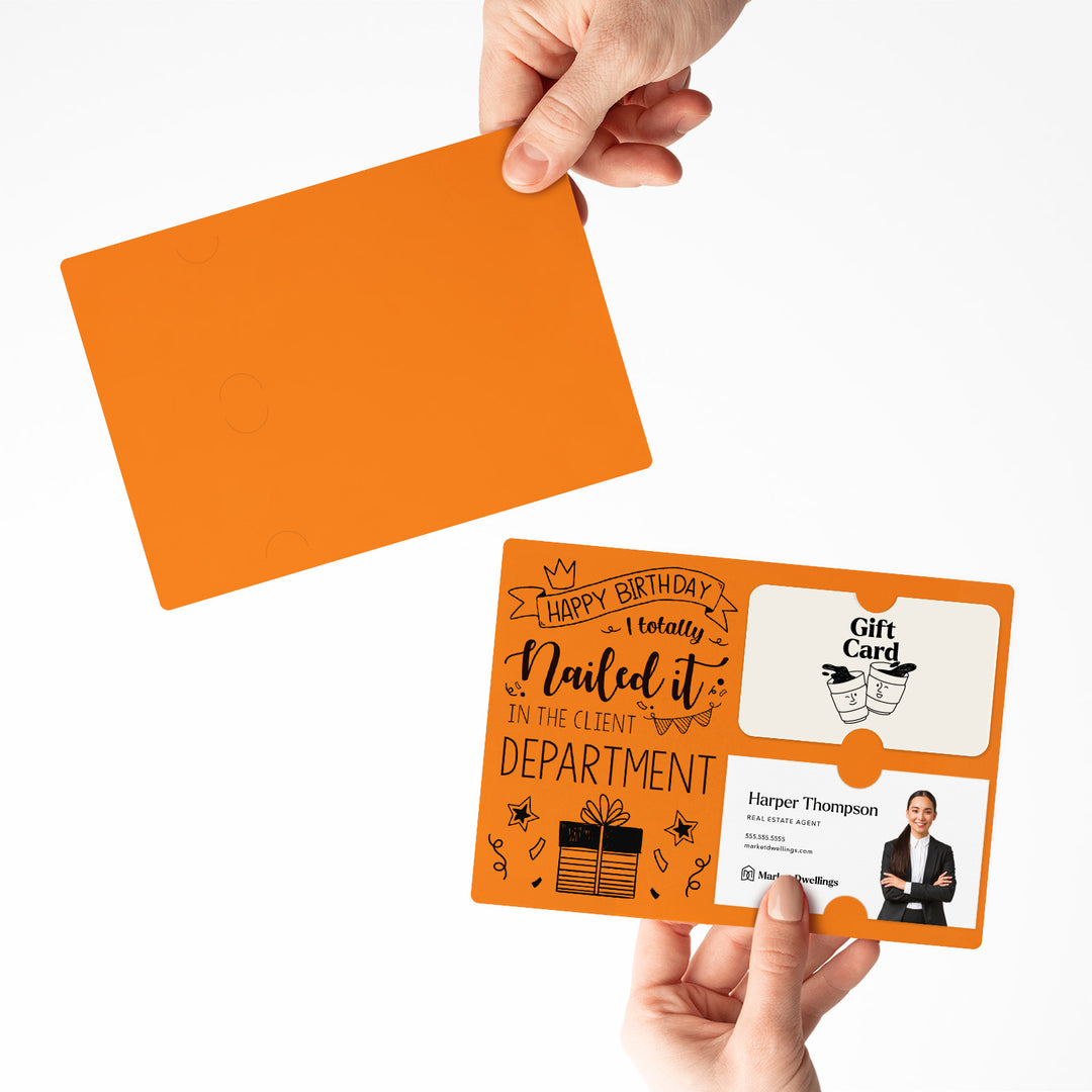 Set of "Happy Birthday - I Totally Nailed It in the Client Department" Gift Card & Business Card Holder | Envelopes Included | M26-M008 Mailer Market Dwellings