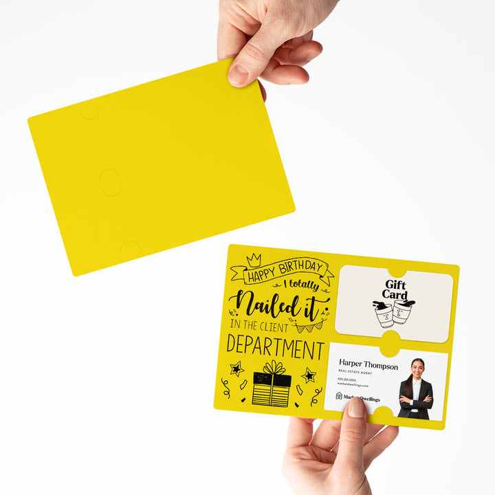 Set of "Happy Birthday - I Totally Nailed It in the Client Department" Gift Card & Business Card Holder | Envelopes Included | M26-M008 Mailer Market Dwellings