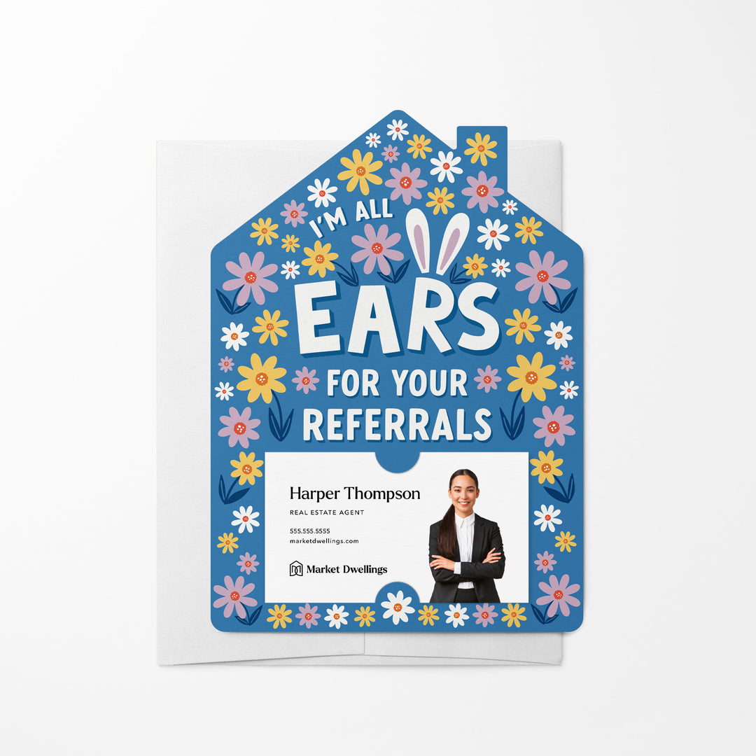 Set of I’m All Ears For Your Referrals | Mailers | Envelopes Included | M261-M001-AB Mailer Market Dwellings FLORAL