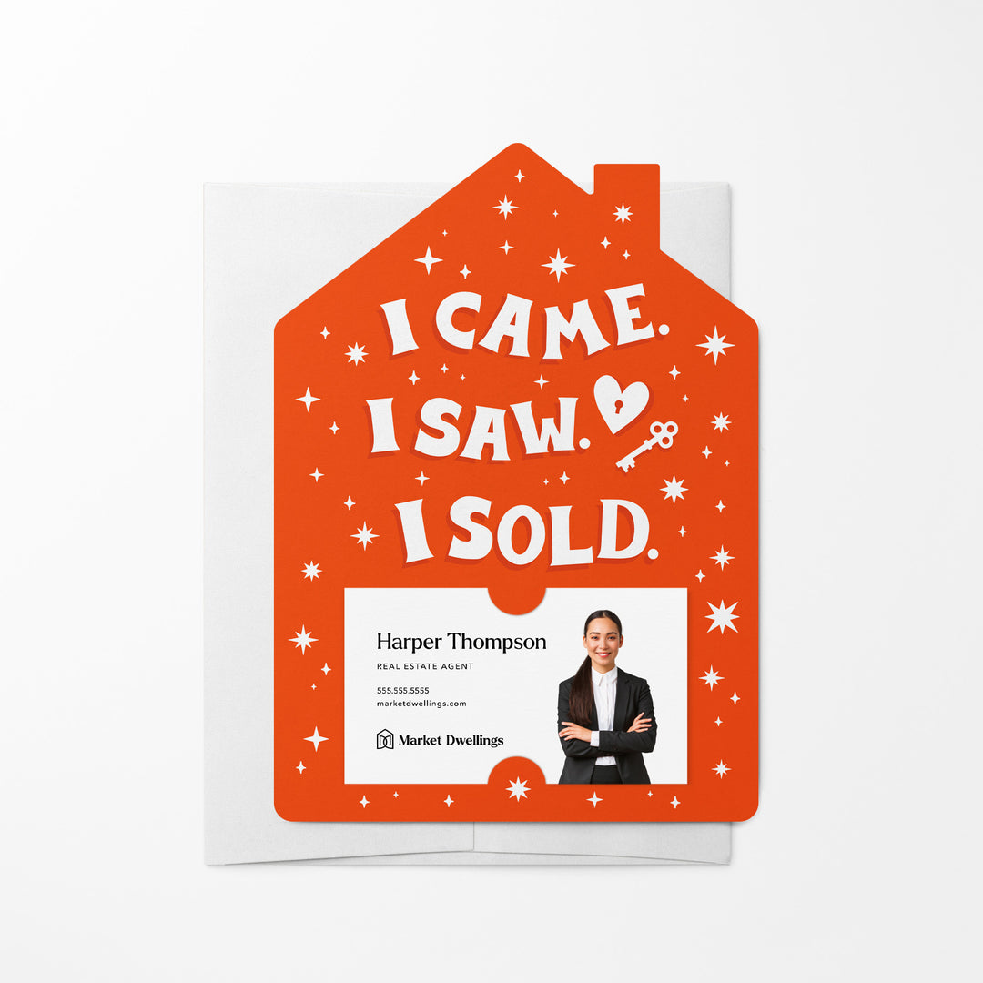 Set of I Came. I Saw. I Sold. | Mailers | Envelopes Included | M267-M001-AB Mailer Market Dwellings TOMATO RED