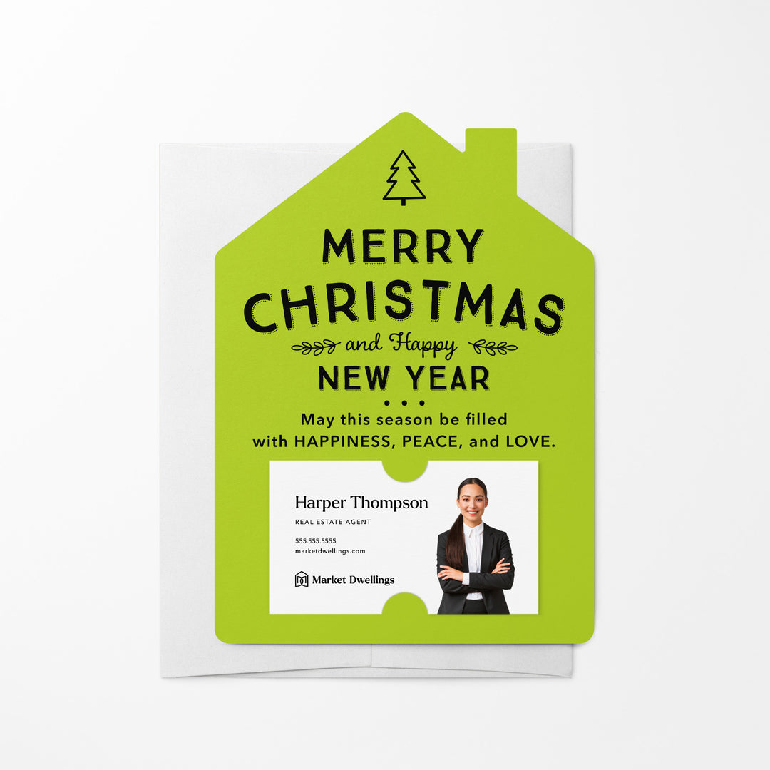 Set of Merry Christmas and Happy New Year Mailers | Envelopes Included | M27-M001 Mailer Market Dwellings GREEN APPLE