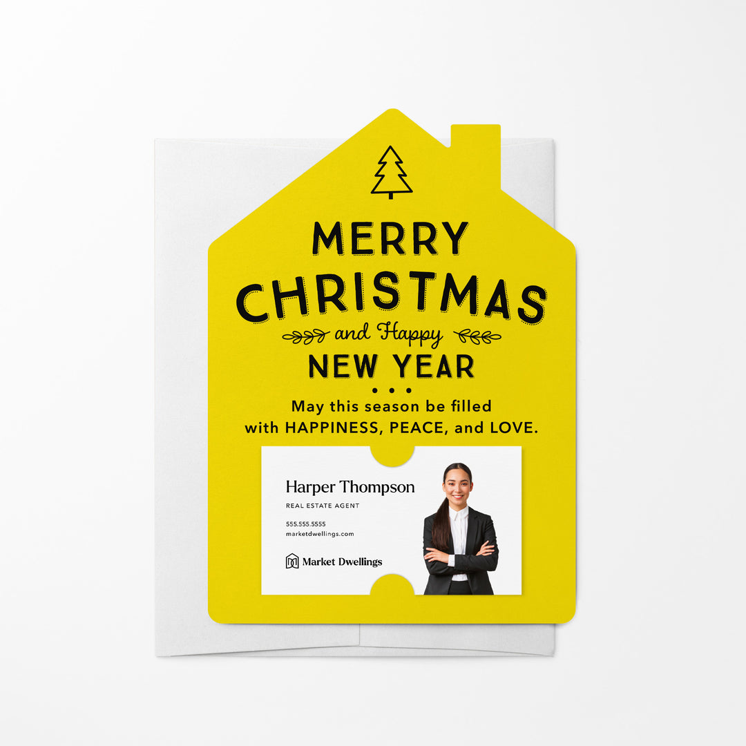 Set of Merry Christmas and Happy New Year Mailers | Envelopes Included | M27-M001 Mailer Market Dwellings LEMON