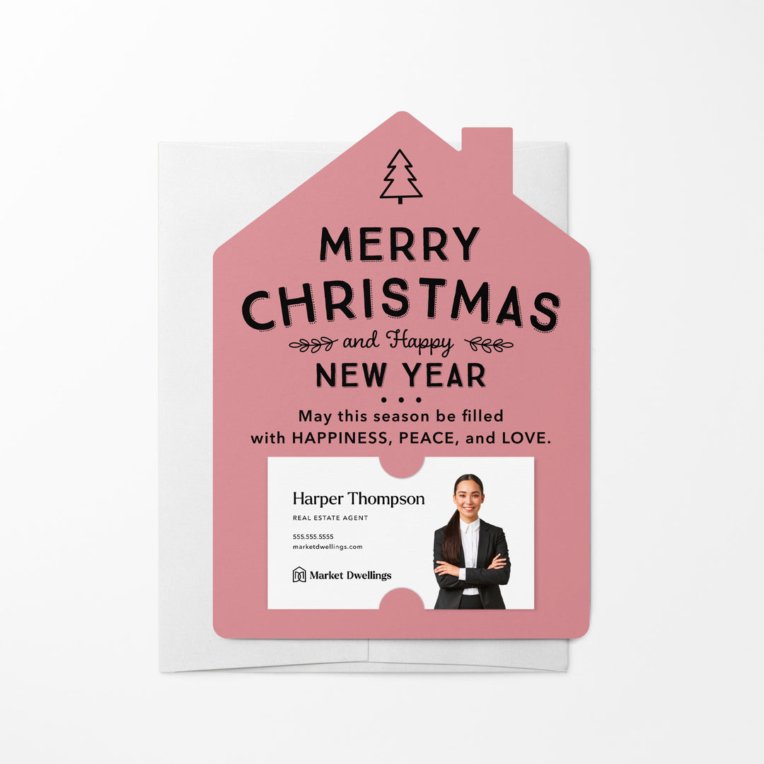 Set of Merry Christmas and Happy New Year Mailers | Envelopes Included | M27-M001 Mailer Market Dwellings LIGHT PINK