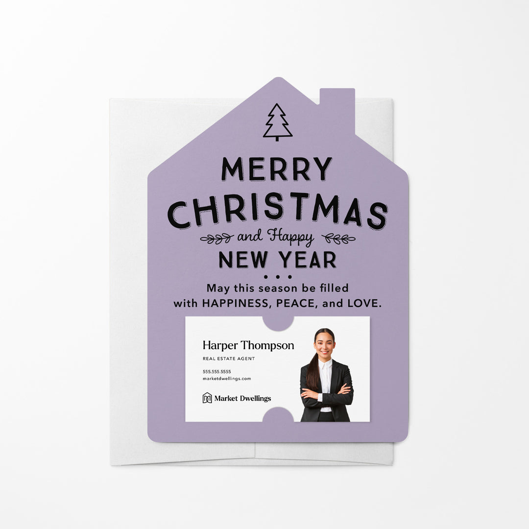 Set of Merry Christmas and Happy New Year Mailers | Envelopes Included | M27-M001 Mailer Market Dwellings LIGHT PURPLE