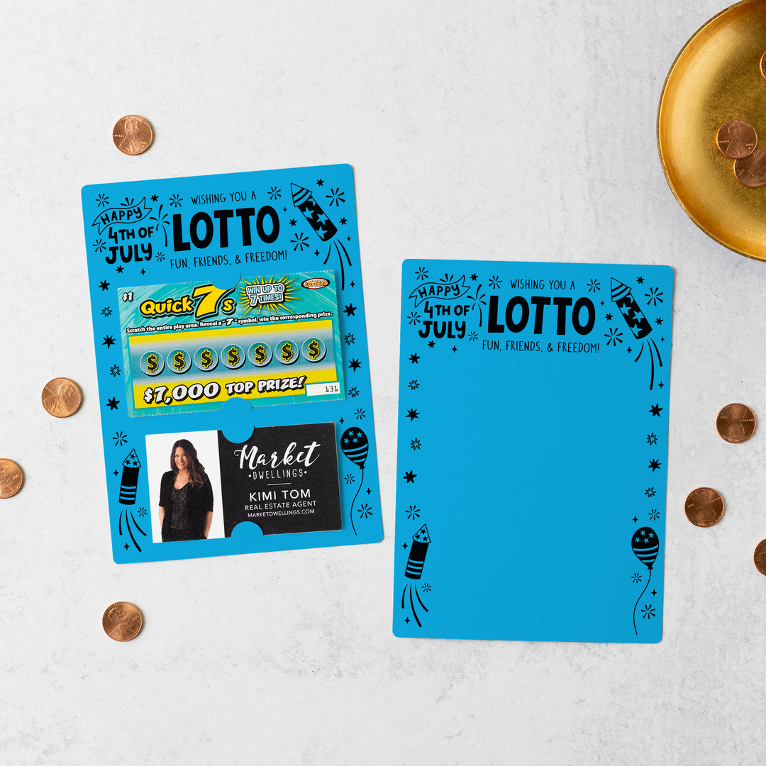 Wishing You A Lotto Fun, Friends, and Freedom Happy 4th Of July Scratch-off Lotto Mailers | Envelopes Included | M27-M002 Mailer Market Dwellings ARCTIC  