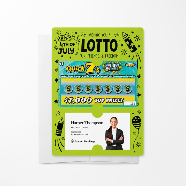 Set of Wishing You A Lotto Fun, Friends, and Freedom Happy 4th Of July Lotto Mailers | Envelopes Included Mailer Market Dwellings GREEN APPLE