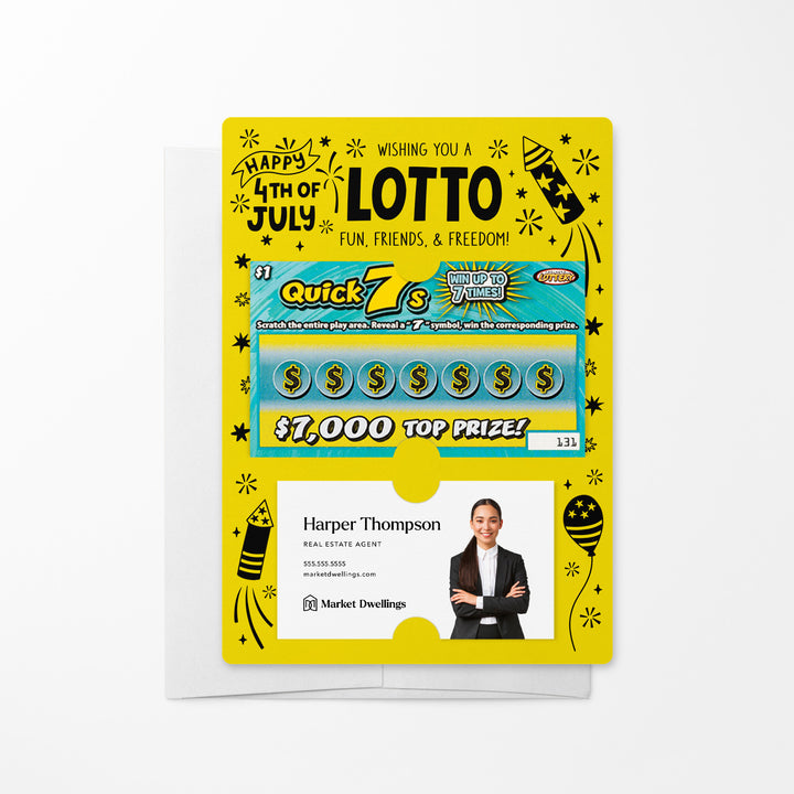 Set of Wishing You A Lotto Fun, Friends, and Freedom Happy 4th Of July Lotto Mailers | Envelopes Included Mailer Market Dwellings LEMON