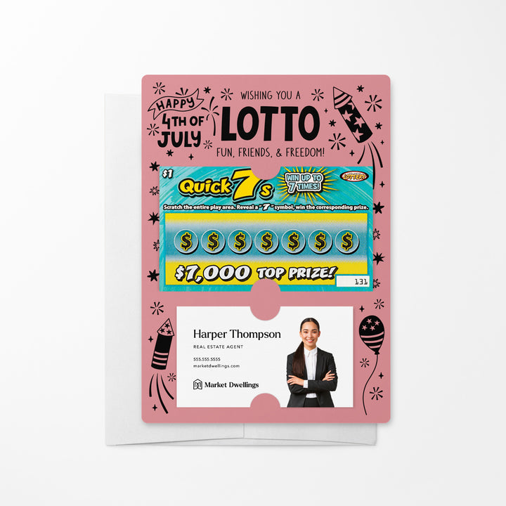 Set of Wishing You A Lotto Fun, Friends, and Freedom Happy 4th Of July Lotto Mailers | Envelopes Included Mailer Market Dwellings LIGHT PINK