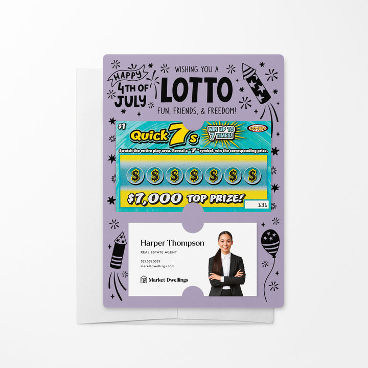 Set of Wishing You A Lotto Fun, Friends, and Freedom Happy 4th Of July Lotto Mailers | Envelopes Included Mailer Market Dwellings LIGHT PURPLE