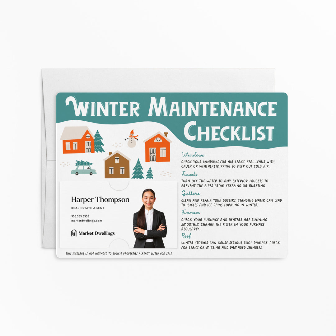 Set of Winter Maintenance Checklist | Winter Mailers | Envelopes Included | M27-M004 Mailer Market Dwellings